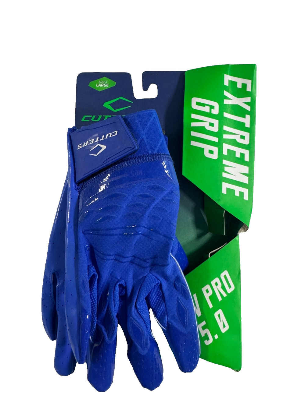 Cutters Adult Rev Pro 5.0 Extreme Grip Football Gloves Size Large Blue NWT